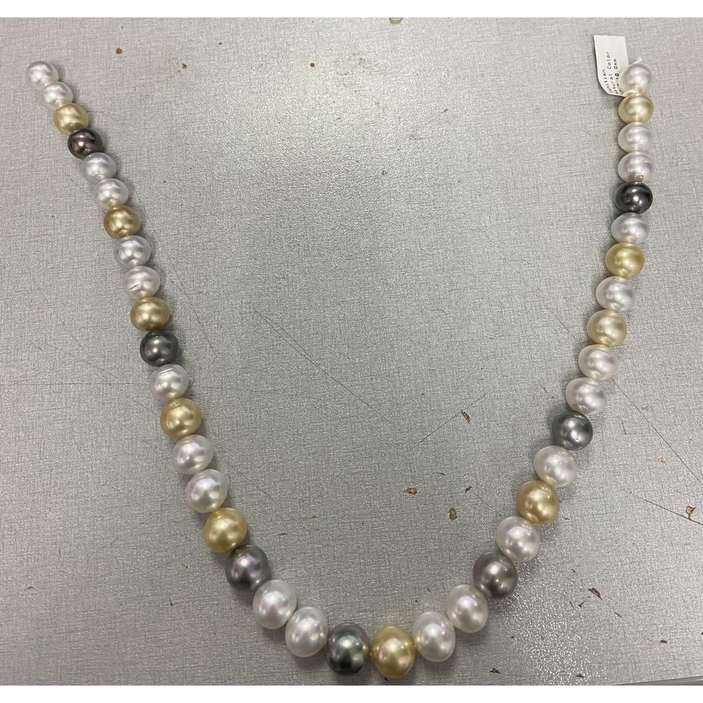 Roman & Jules - Multicolor 10.0-12.3mm Cultured Pearl Strand Necklace in 14K White Gold