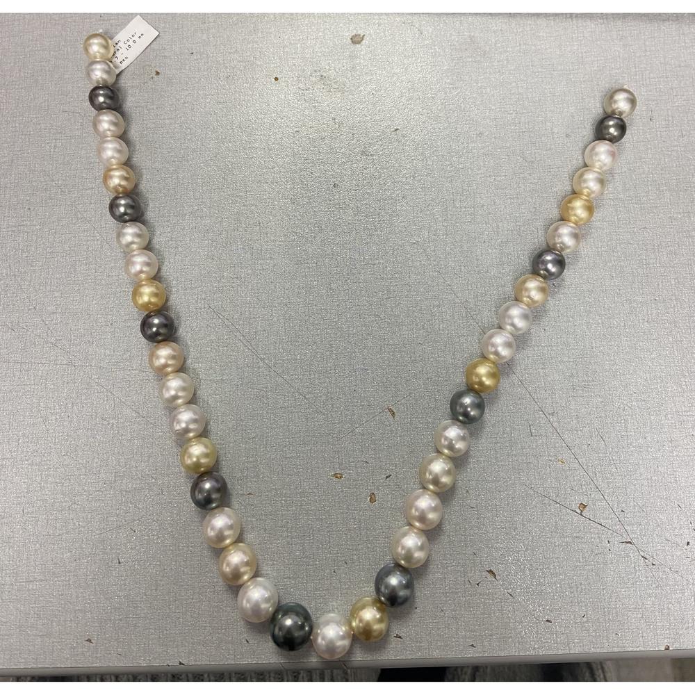 Roman & Jules - Multicolor 12.7-10.0mm Pearl Strand Necklace in 14K White Gold