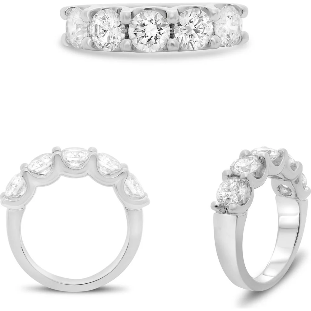 Roman & Jules - Platinum Band with Shared-Prong Set Round Diamonds - 3.53 Carat Total Diamond Weight