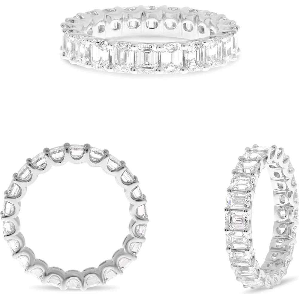 Roman & Jules - Platinum Eternity Band with Shared U-Prong Set Emerald-Cut Diamonds - 4.19 Carat Total Diamond Weight