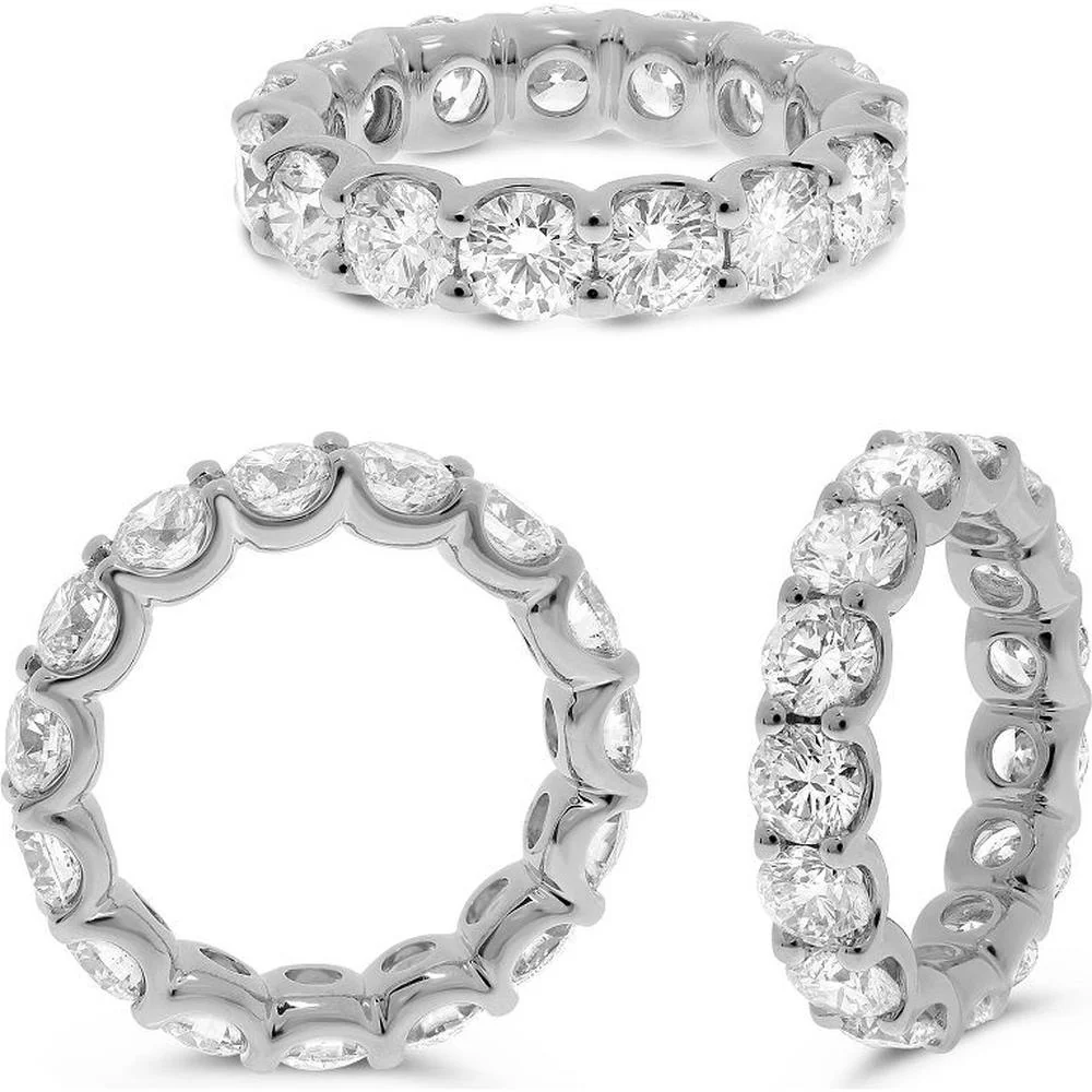 Roman & Jules - Platinum Eternity Band with Shared U-Prong Set Round Diamonds - 6.00 Carat Total Diamond Weight