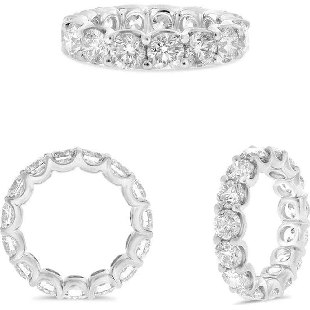 Roman & Jules - Platinum Eternity Band with U-Prong Set Round Diamonds - 6.34 Carat Total Diamond Weight