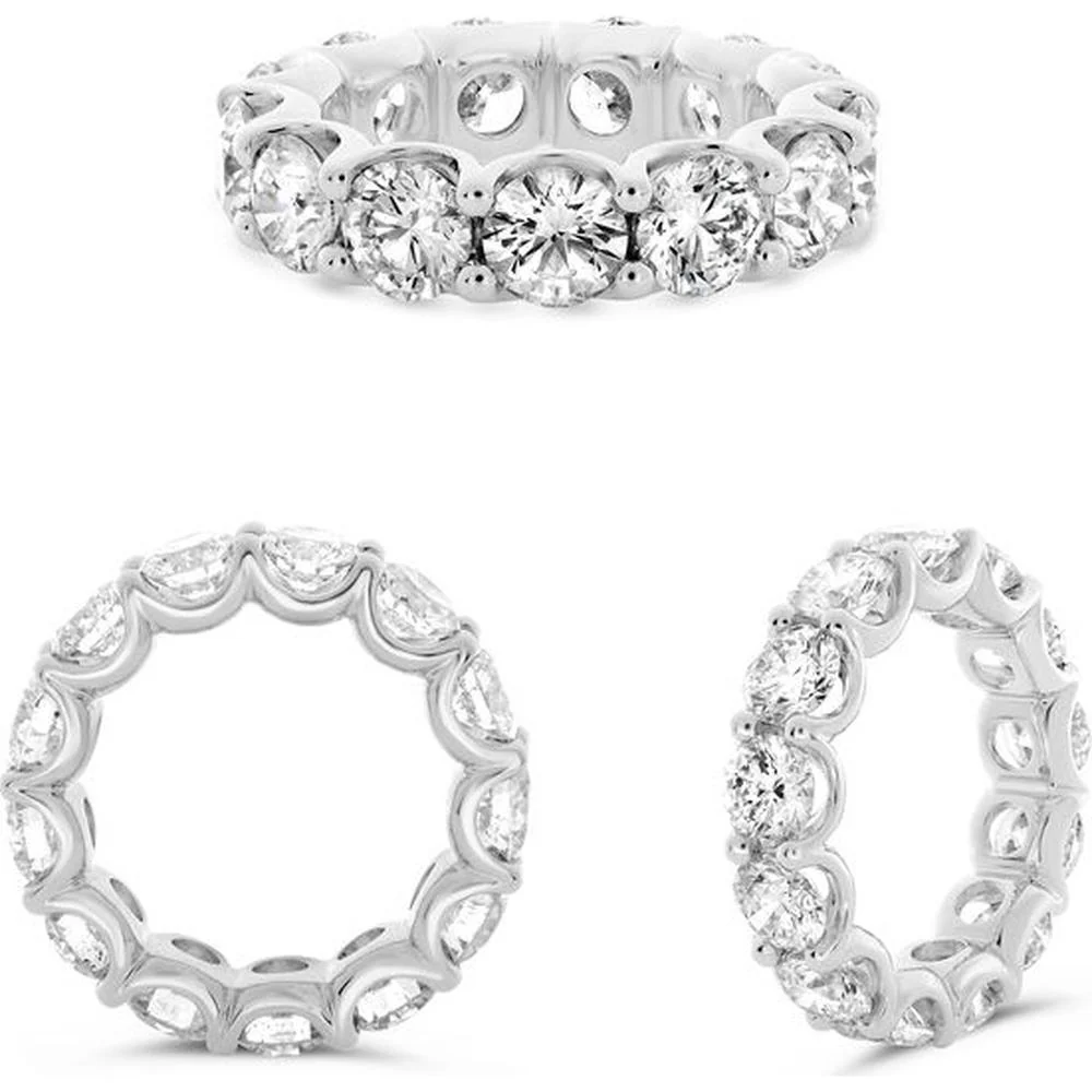 Roman & Jules - Platinum Eternity Ring with Shared U-Prong Set Round Diamonds - 5.70 Carat Total Diamond Weight