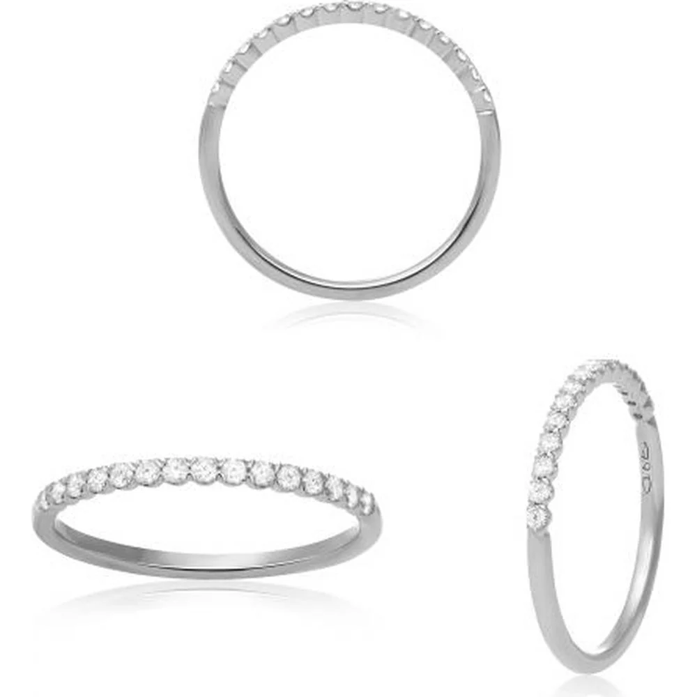 Roman & Jules - Platinum Fishtail-Set Diamond Band with Round Brilliant Diamonds - 0.21 Carat Total Diamond Weight