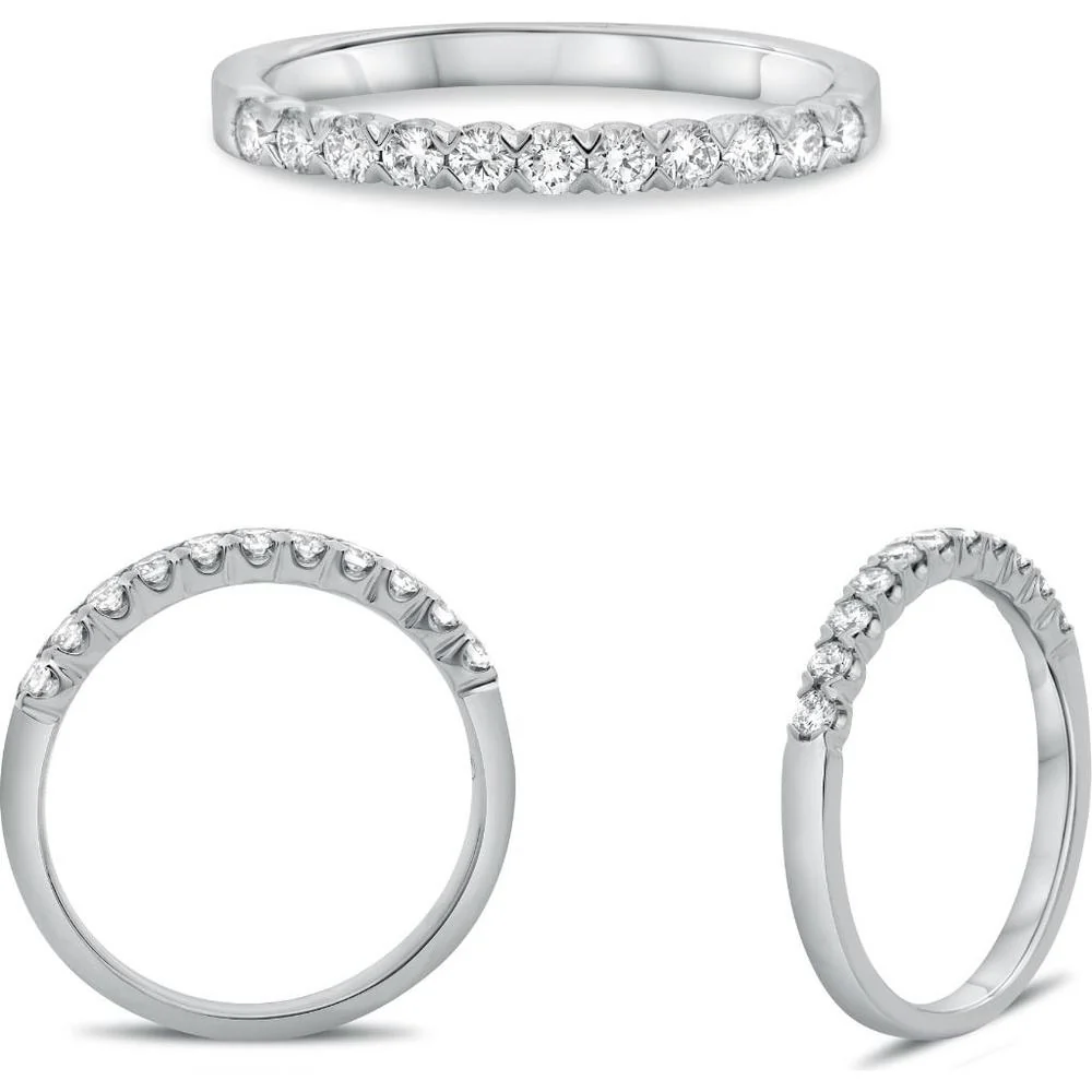 Roman & Jules - Platinum Fishtail-Set Round Diamond Band - 0.31 Carat Total Diamond Weight