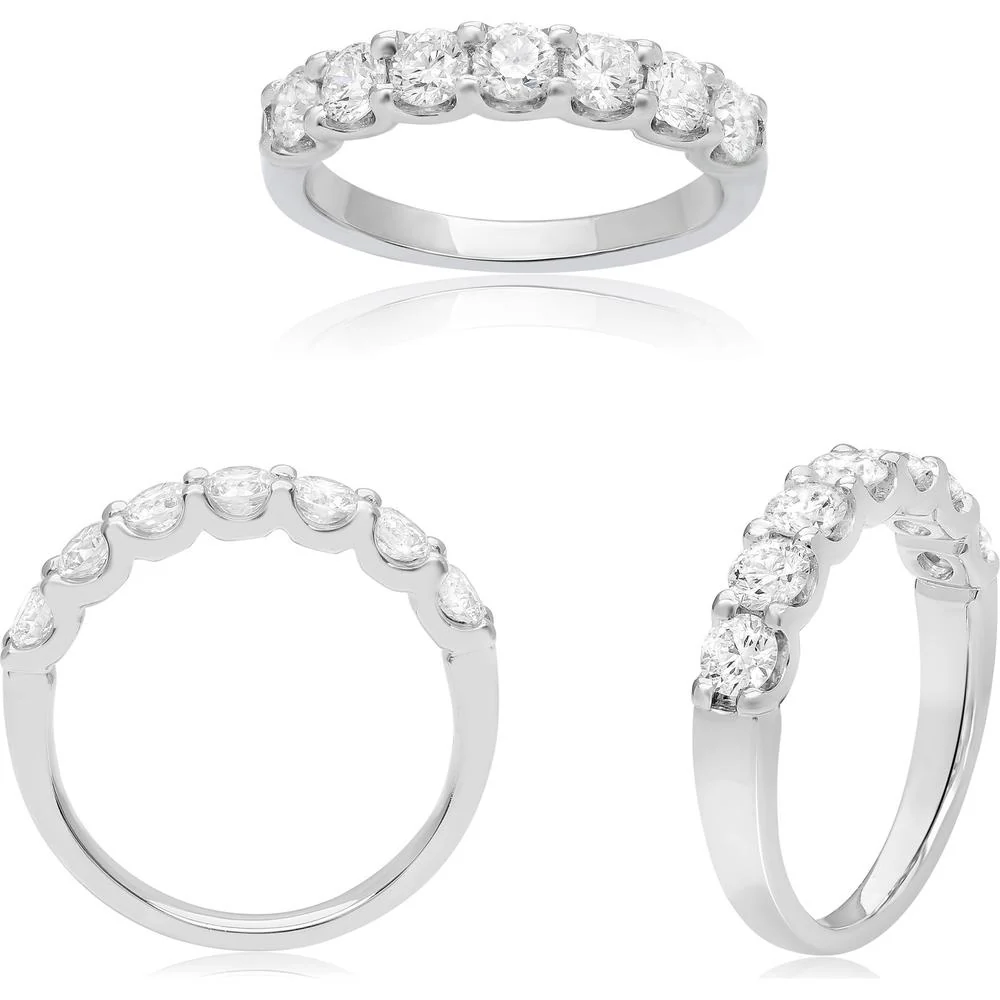 Roman & Jules - Platinum Shared U-Shape Band with Round Diamonds - 1.00 Carat Total Diamond Weight