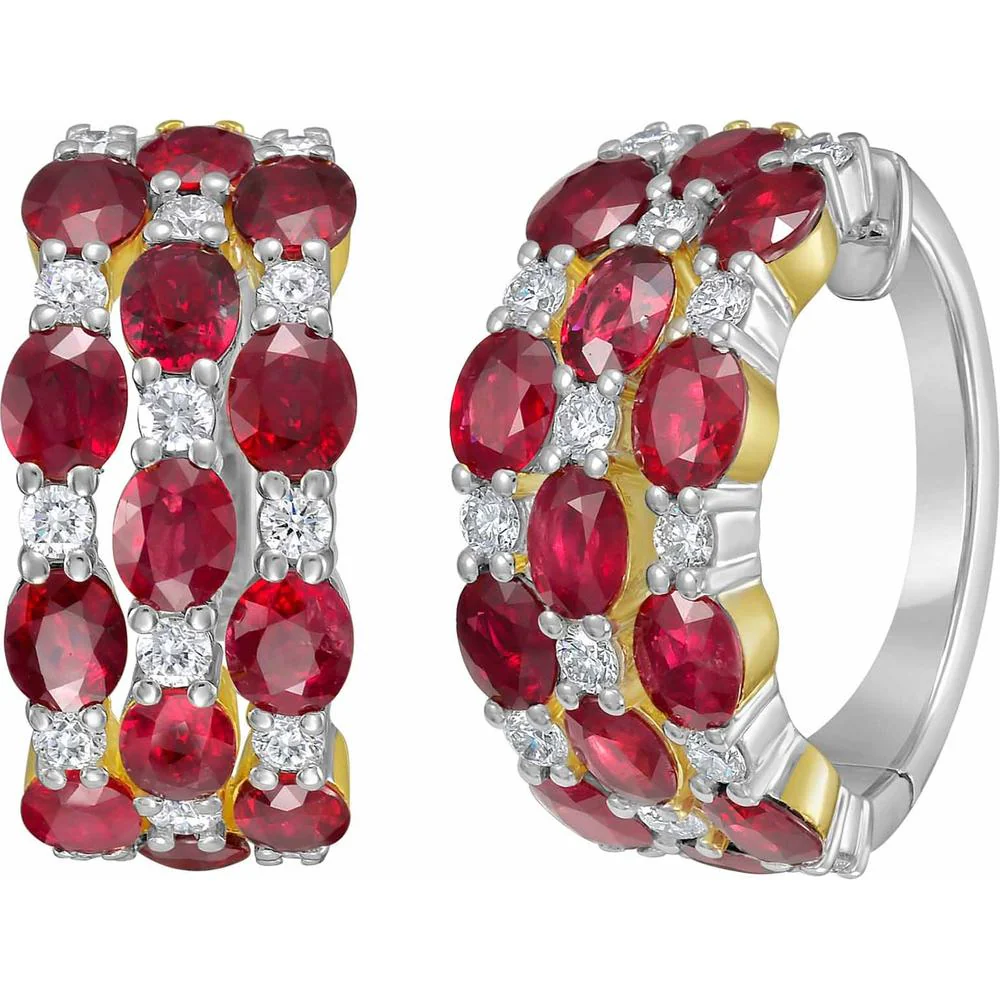 Ruchi New York - Belle Ruby Hoop Earrings in 18K White Gold