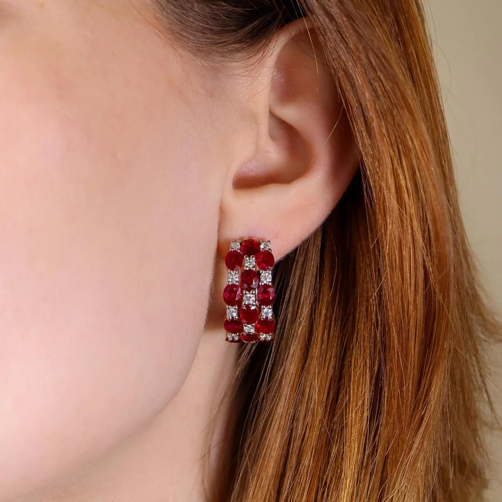 Ruchi New York - Belle Ruby Hoop Earrings in 18K White Gold - Image 2