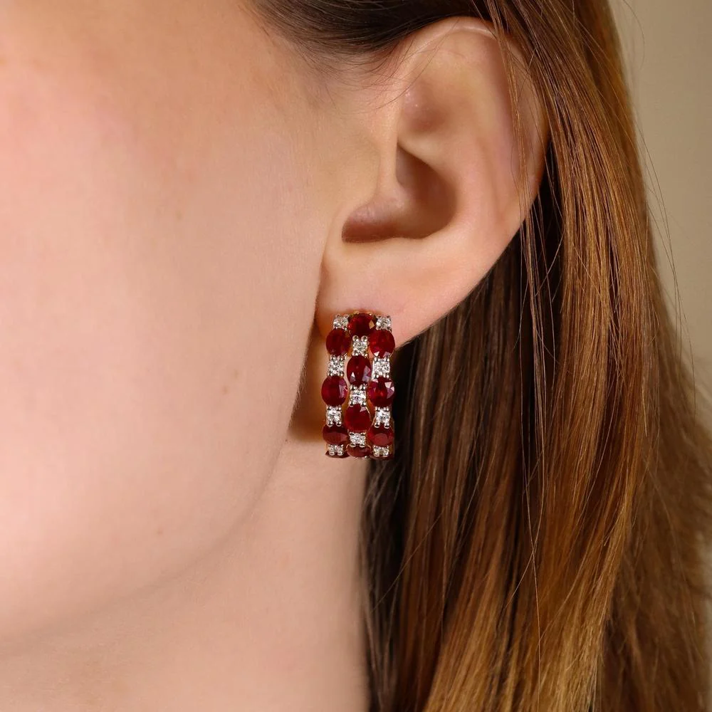 Ruchi New York - Belle Ruby Hoop Earrings in 18K White Gold - Image 3