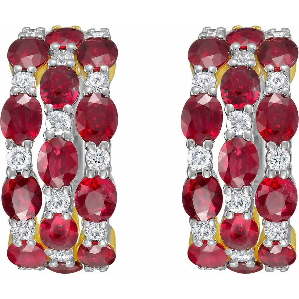 Ruchi New York - Belle Ruby Hoop Earrings in 18K White Gold - Image 4