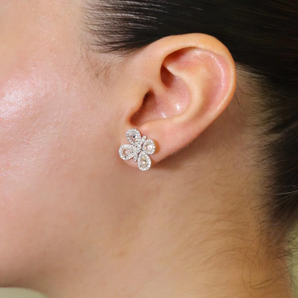 Ruchi New York - Butterfly Mini Diamond Stud Earrings in 18K White Gold - Image 3