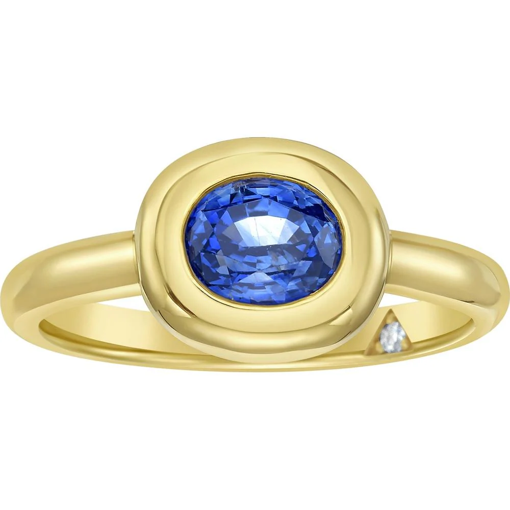 Ruchi New York - Cecily Blue Sapphire Bezel Ring in 18K Yellow Gold - Image 3