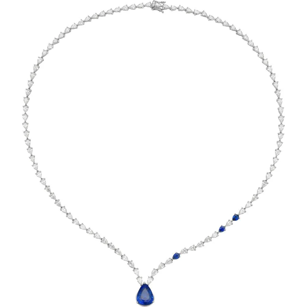 Ruchi New York - Concerto Blue Sapphire Pendant Necklace in 18K White Gold - Image 3