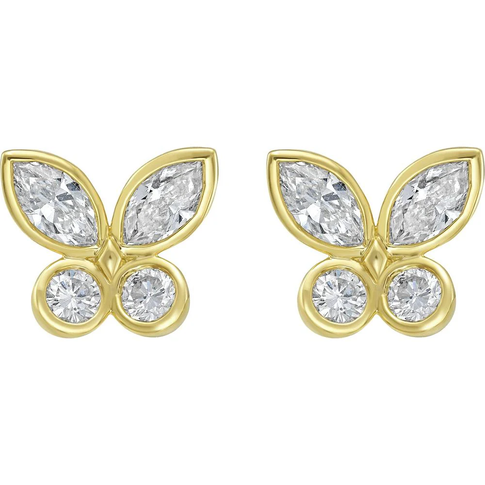 Ruchi New York - Eurema Butterfly Diamond Studs in 14K Yellow Gold - Image 3