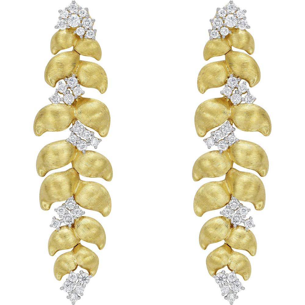 Ruchi New York - Foliage Diamond Linear Earrings in 18K Yellow Gold - Image 2