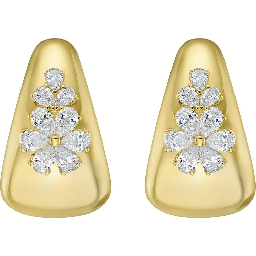 Ruchi New York - Gardenia Diamond Hoop Earrings in 18K Yellow Gold - Image 2