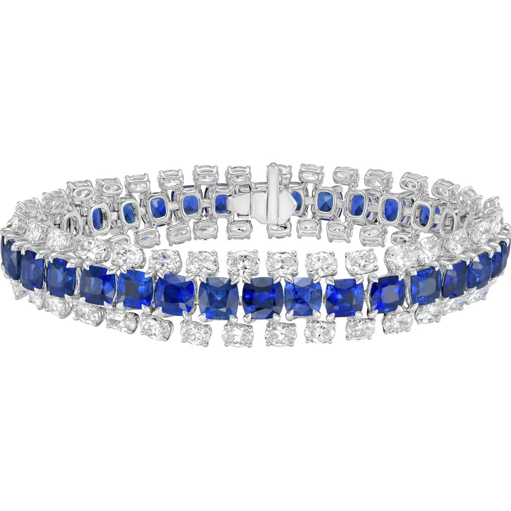 Ruchi New York - Harcourt Blue Sapphire Bracelet in 18K White Gold