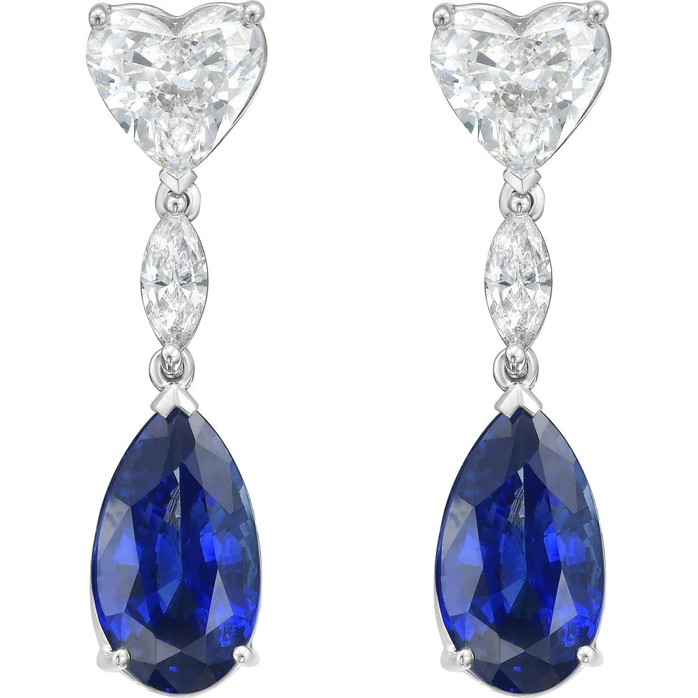 Ruchi New York - Harcourt Blue Sapphire Drop Earrings in 18K White Gold - Image 4
