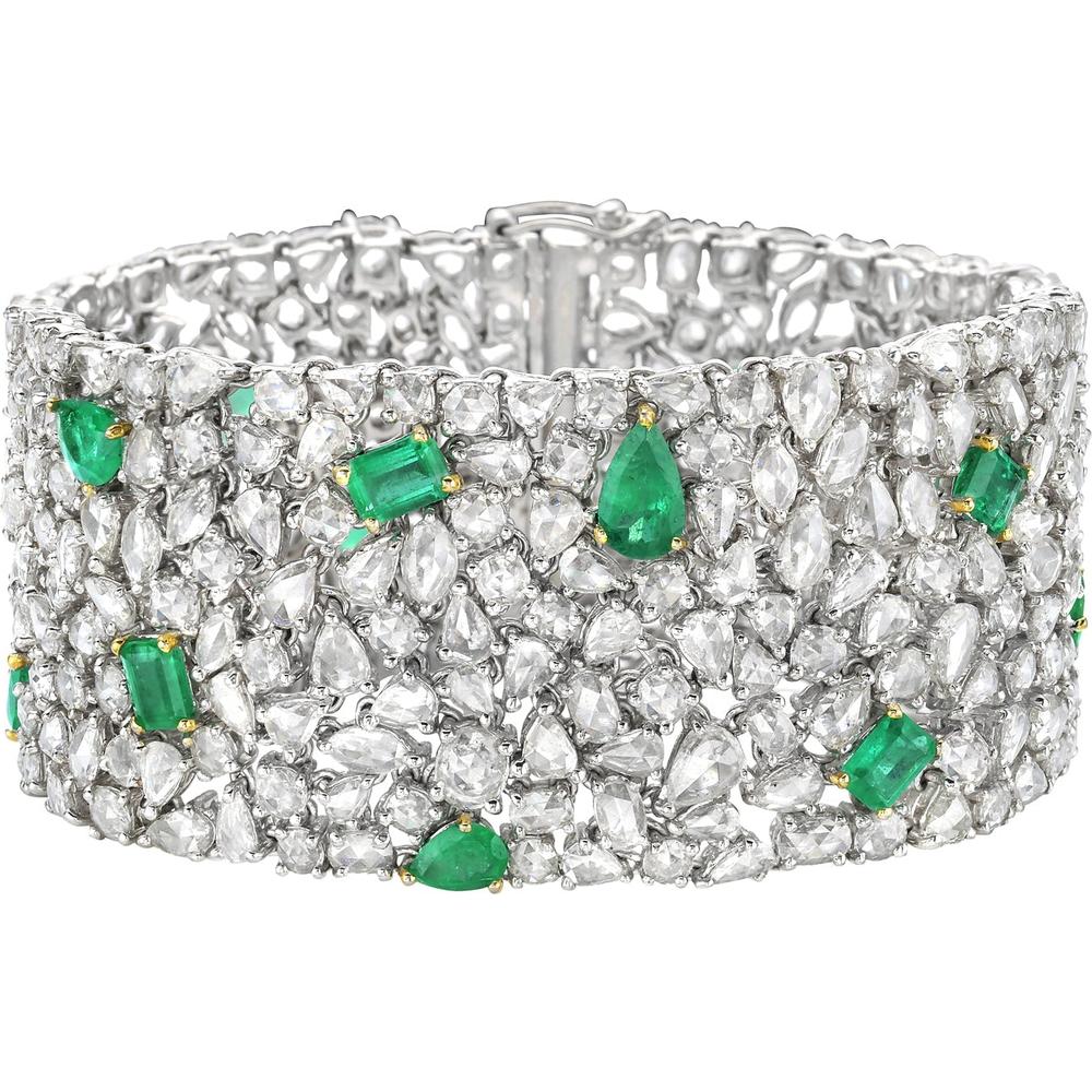 Ruchi New York - Ira Emerald and Diamond Bracelet in 18K White Gold