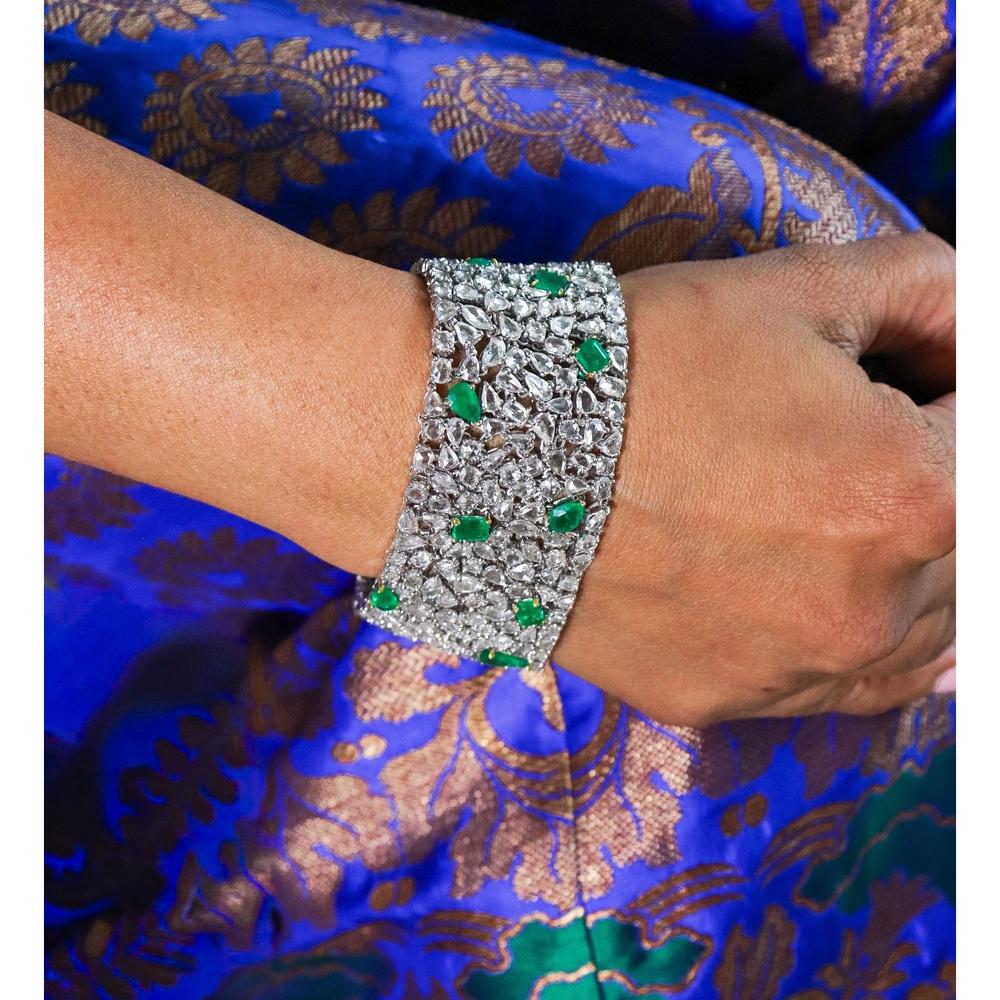 Ruchi New York - Ira Emerald and Diamond Bracelet in 18K White Gold - Image 2