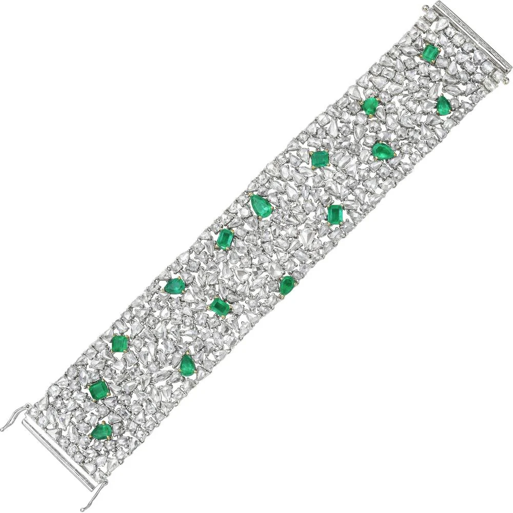 Ruchi New York - Ira Emerald and Diamond Bracelet in 18K White Gold - Image 3