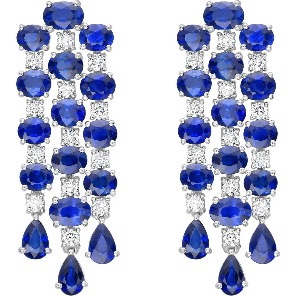Ruchi New York - Louise Blue Sapphire Drop Earrings in 18K White Gold - Image 2
