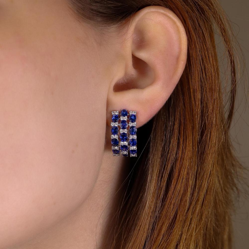 Ruchi New York - Louise Blue Sapphire Earrings in 18K White Gold - Image 3