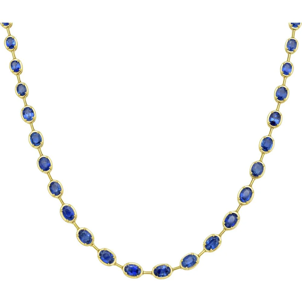 Ruchi New York - Lyre Blue Sapphire Necklace in 18K Yellow Gold