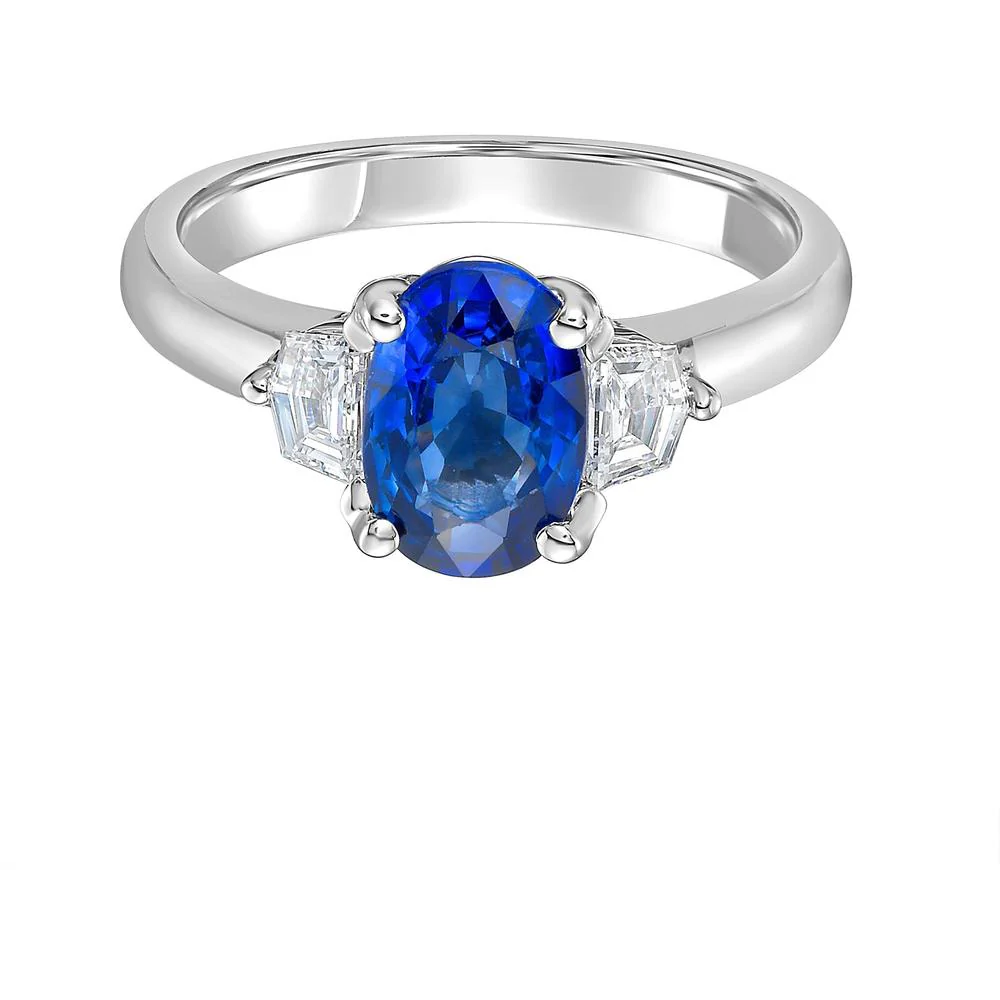 Ruchi New York - Ophelia Blue Sapphire Platinum Ring in 18K White Gold