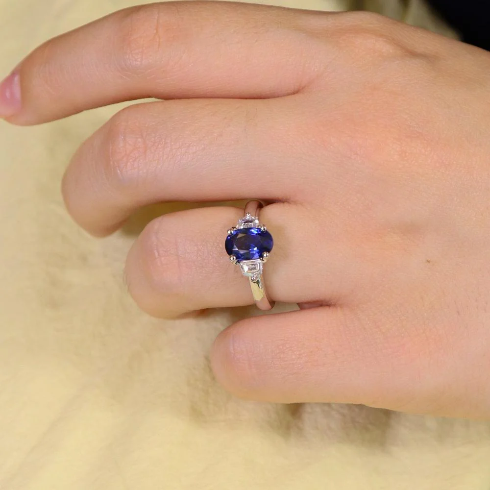 Ruchi New York - Ophelia Blue Sapphire Platinum Ring in 18K White Gold - Image 3