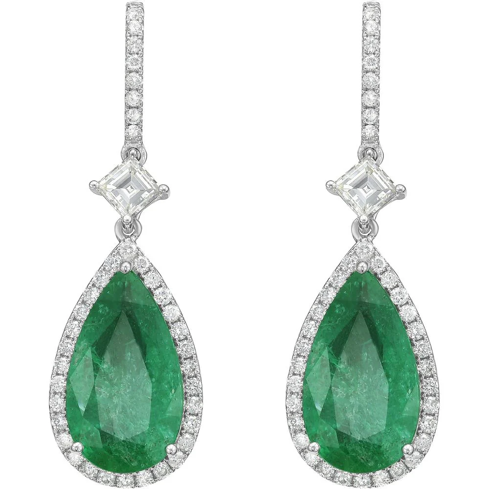 Ruchi New York - Palais Emerald Statement Earrings in 18K White Gold - Image 4