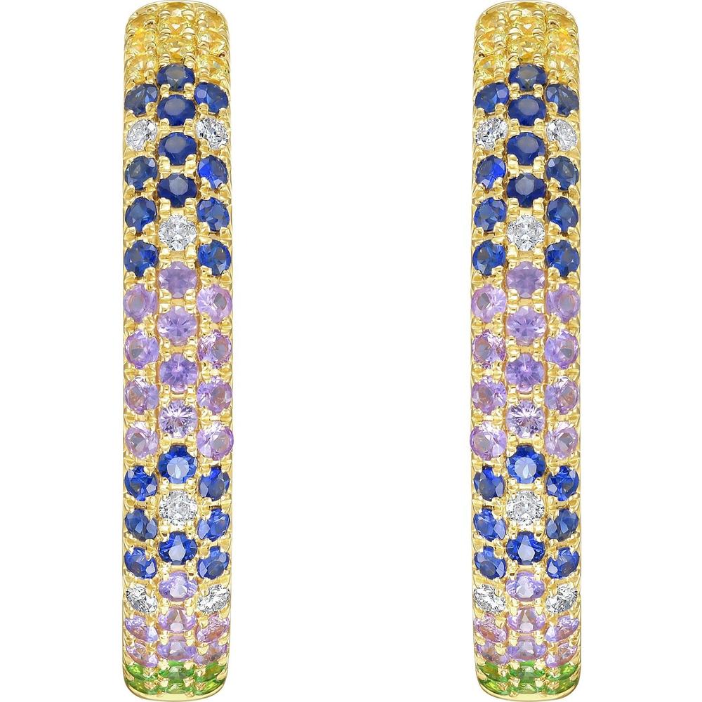 Ruchi New York - Saren Multi-Colored Sapphire Hoop Earrings in 18K Yellow Gold - Image 2
