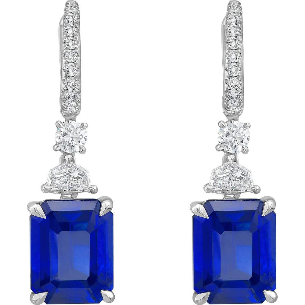 Ruchi New York - Selene Blue Sapphire and Diamond Earrings in 18K White Gold - Image 3