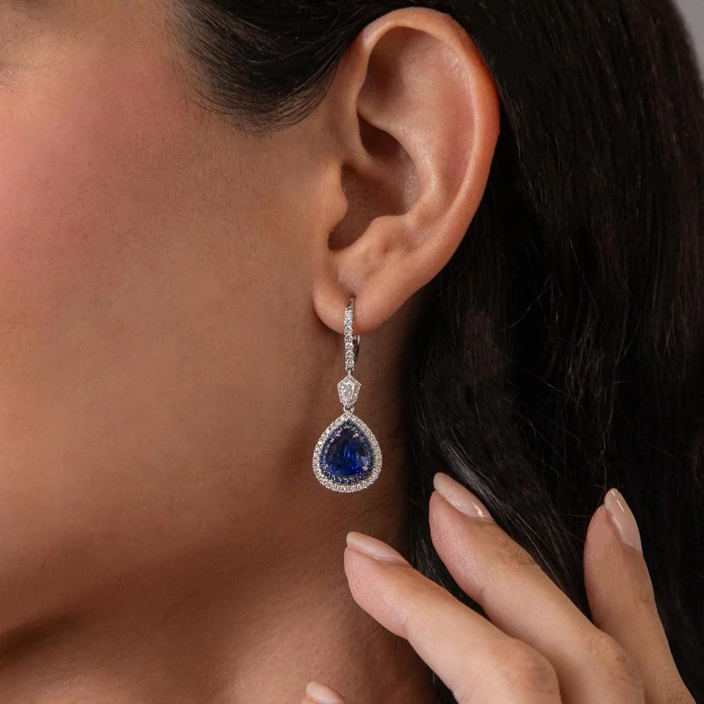 Ruchi New York - Silla Blue Sapphire Drop Earrings in 18K White Gold - Image 2