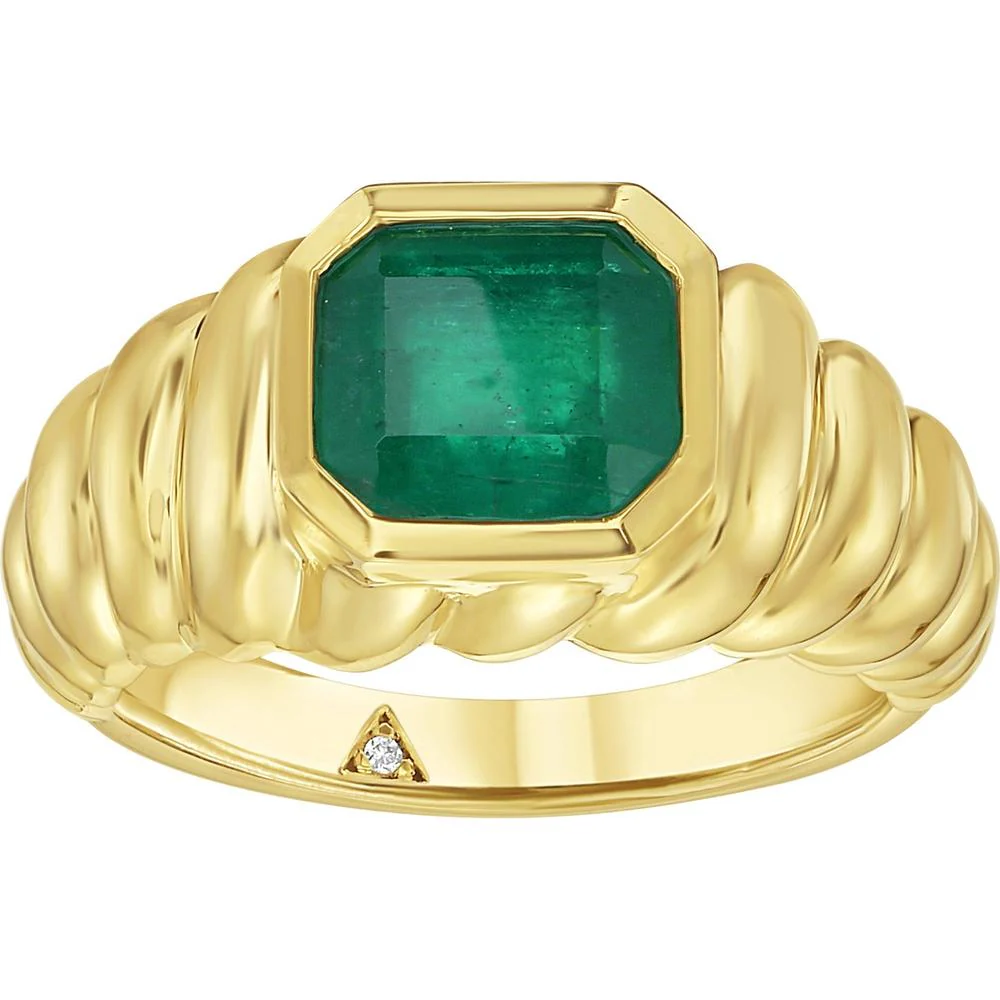 Ruchi New York - Sonnet Emerald Bezel Ring in 14K Yellow Gold - Image 2