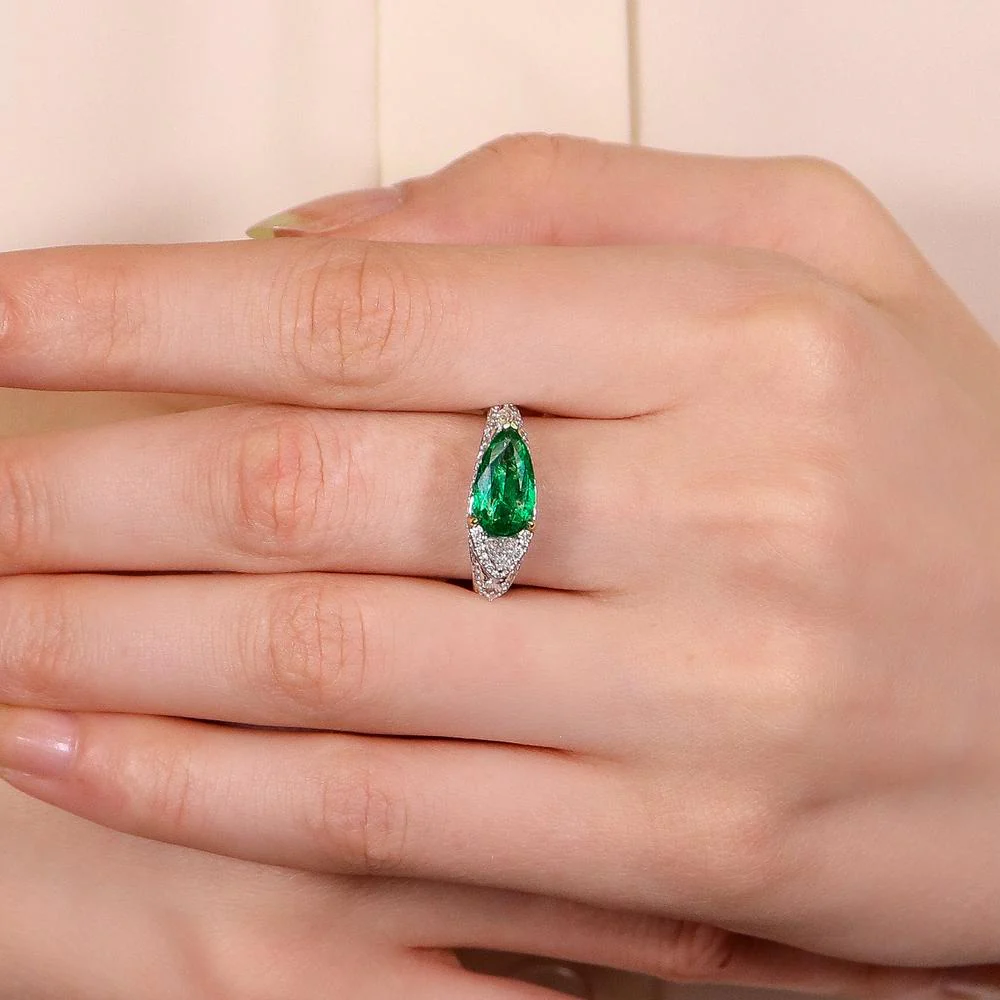 Ruchi New York - Xenia Emerald Ring in 18K White Gold - Image 3