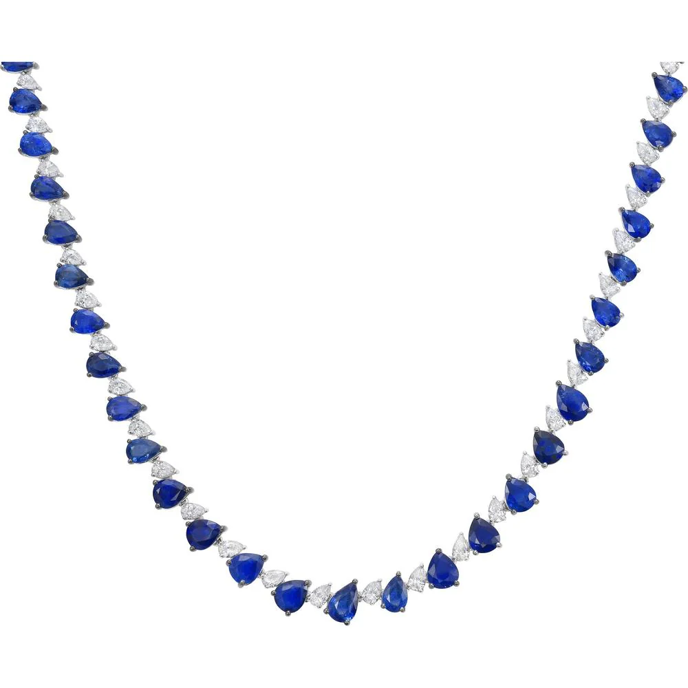 Ruchi New York - Zafiro Blue Sapphire Necklace in 18K White Gold - Image 3