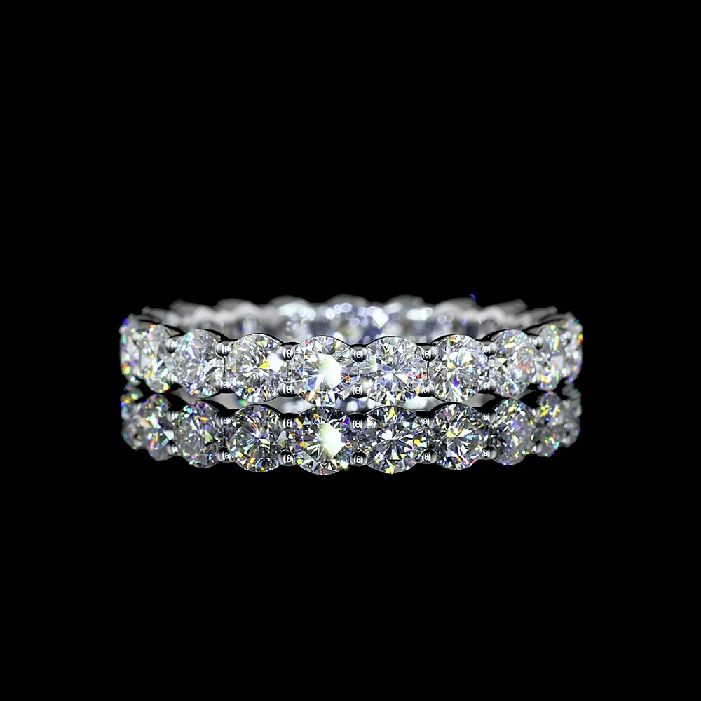 Silver Eternity Band with 2.01 Carat Total Weight Round Lab Grown Diamonds in Prong Setting - E-F Color VS1 Clarity - Covaloro Fine Jewelry