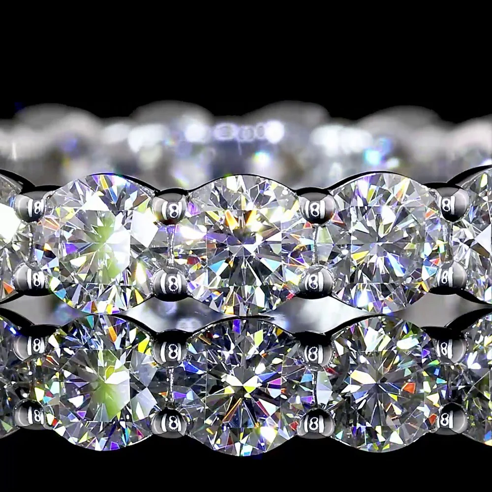Silver Eternity Band with 2.01 Carat Total Weight Round Lab Grown Diamonds in Prong Setting - E-F Color VS1 Clarity - Covaloro Fine Jewelry - Image 2