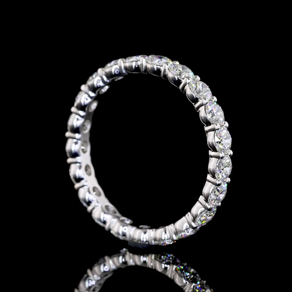 Silver Eternity Band with 2.01 Carat Total Weight Round Lab Grown Diamonds in Prong Setting - E-F Color VS1 Clarity - Covaloro Fine Jewelry - Image 3