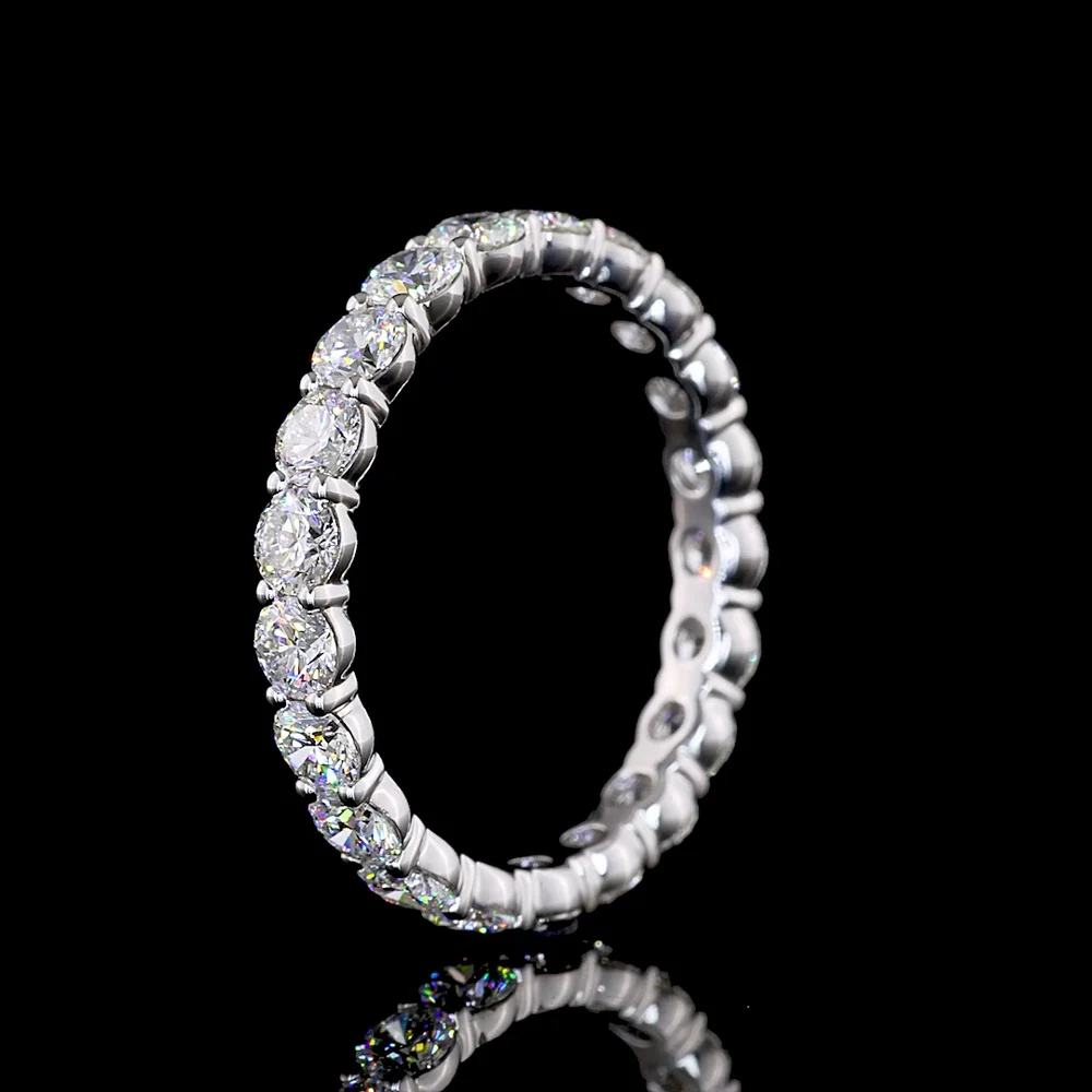 Silver Eternity Band with 2.01 Carat Total Weight Round Lab Grown Diamonds in Prong Setting - E-F Color VS1 Clarity - Covaloro Fine Jewelry - Image 4