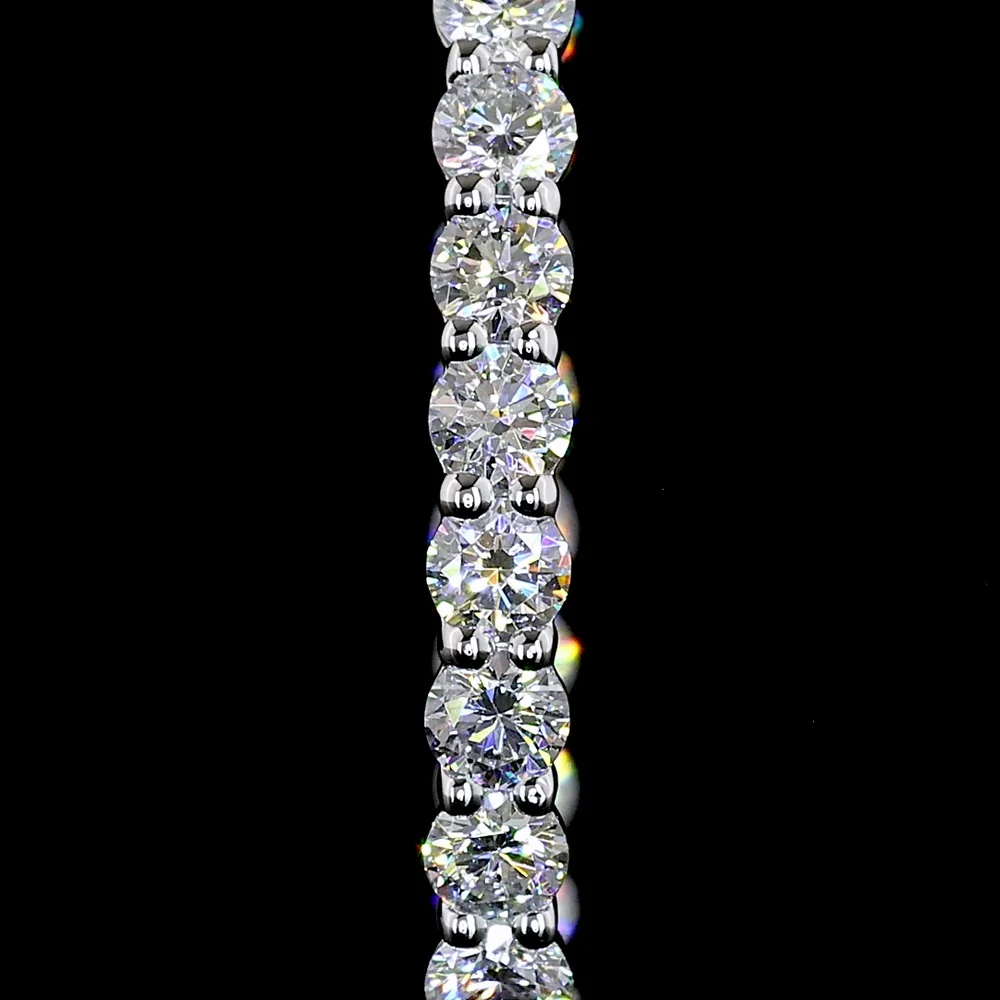 Silver Medium Hoop Earrings with 2.99 Carat Total Weight Prong-Set Round Brilliant Cut Lab Diamonds - E-F Color, VS1 Clarity - Covaloro Fine Jewelry - Image 3