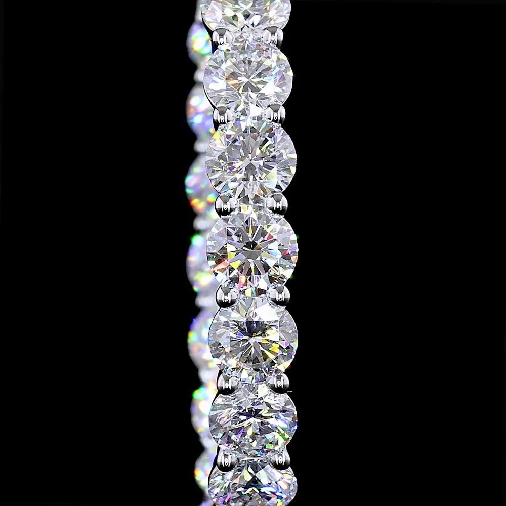 Silver Round Hoop Earrings with 38 Brilliant Cut Lab Grown Diamonds - 11.80 Carat Total Diamond Weight - Covaloro Fine Jewelry - Image 2