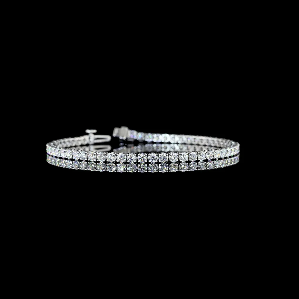 Silver Tennis Bracelet with 59 Round Cut Lab Diamonds - 5.09 Carat Total Weight, E-F Color, VS Clarity - Covaloro Fine Jewelry