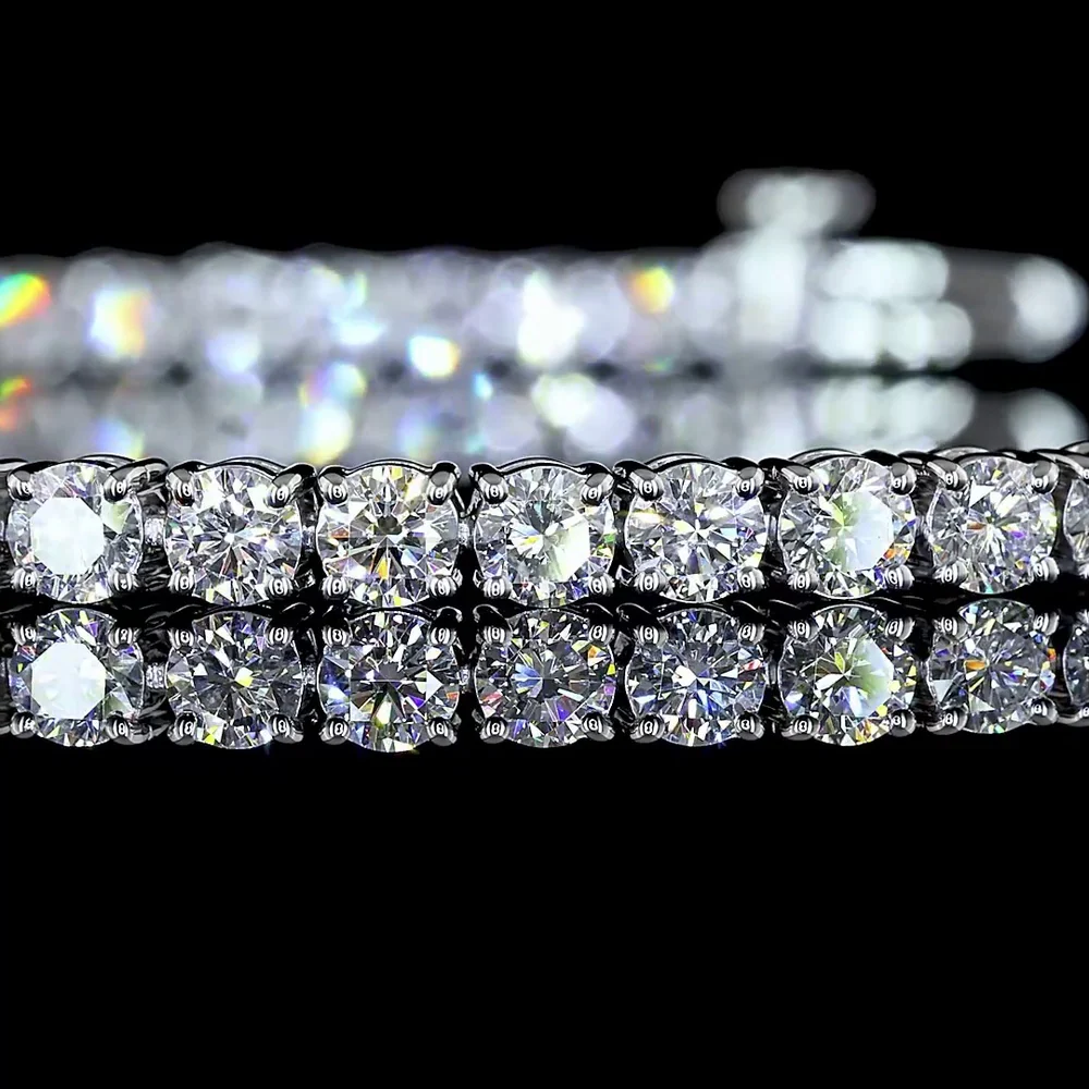 Silver Tennis Bracelet with 59 Round Cut Lab Diamonds - 5.09 Carat Total Weight, E-F Color, VS Clarity - Covaloro Fine Jewelry - Image 2