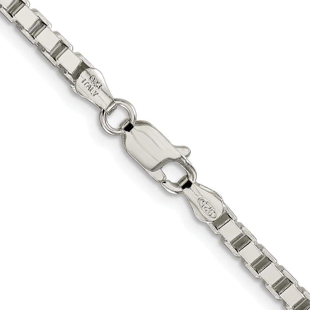 Sterling Silver 18" Rhodium-Plated Box Chain Necklace - 3.25mm Width by Lumare Gioia - Image 3
