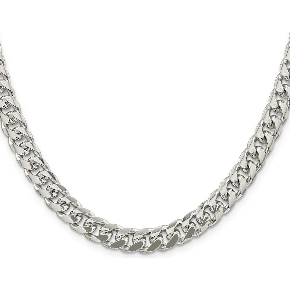 Sterling Silver 22" Domed Curb Chain with Diamond-Cut Texture - 8.5mm Width by Lumare Gioia - Image 2