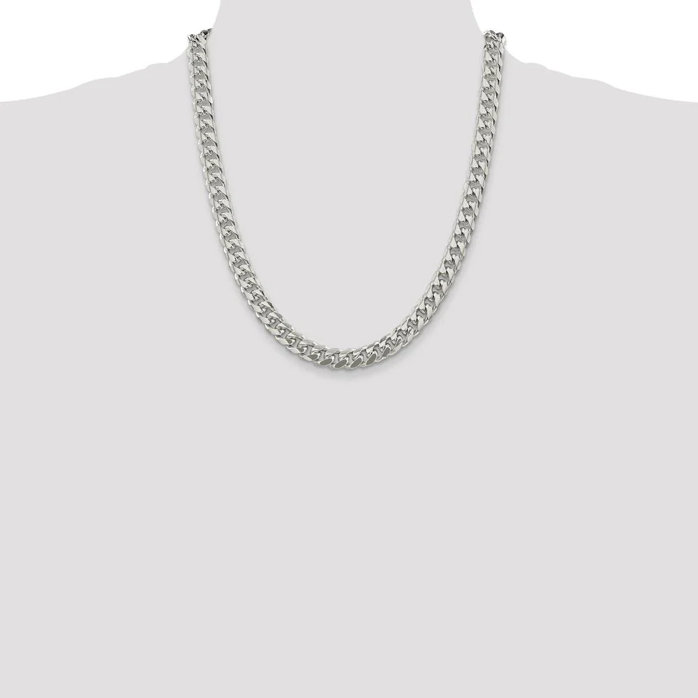 Sterling Silver 22" Domed Curb Chain with Diamond-Cut Texture - 8.5mm Width by Lumare Gioia - Image 4