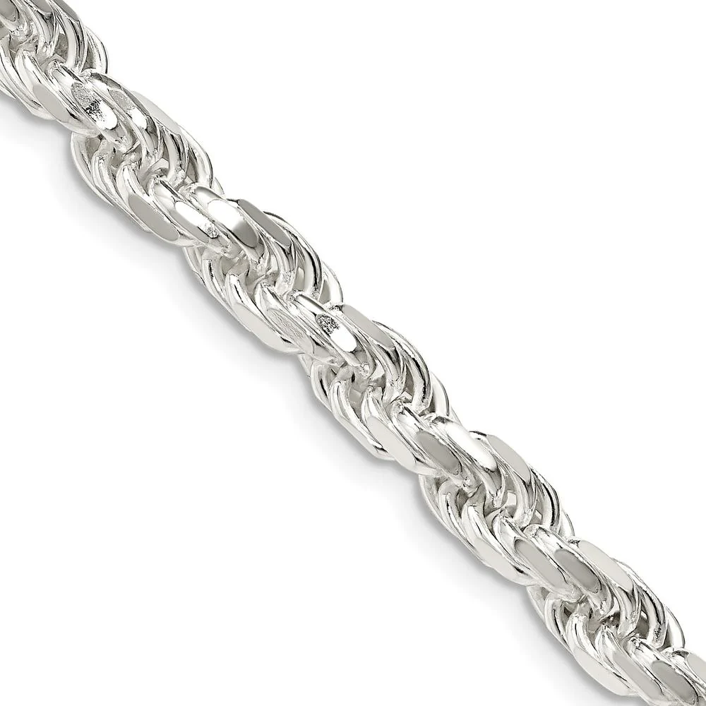 Sterling Silver 24" 5.75mm Diamond-Cut Rope Chain with Lobster Clasp by Lumare Gioia