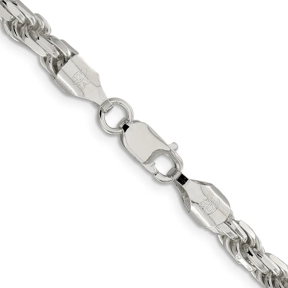 Sterling Silver 24" 5.75mm Diamond-Cut Rope Chain with Lobster Clasp by Lumare Gioia - Image 3